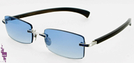 Gold & wood lunettes precieuse or blanc massif saphirs bleus Branche en corne noire